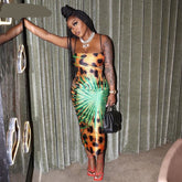 Voguable  Sleeveless Backless Hollow Out Slip Bodycon Leopard Print Maxi Dress Slim Party Elegant Club Y2K Robe Outfit